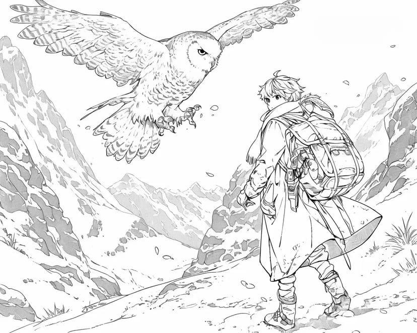 Mountain Traveler and Owl