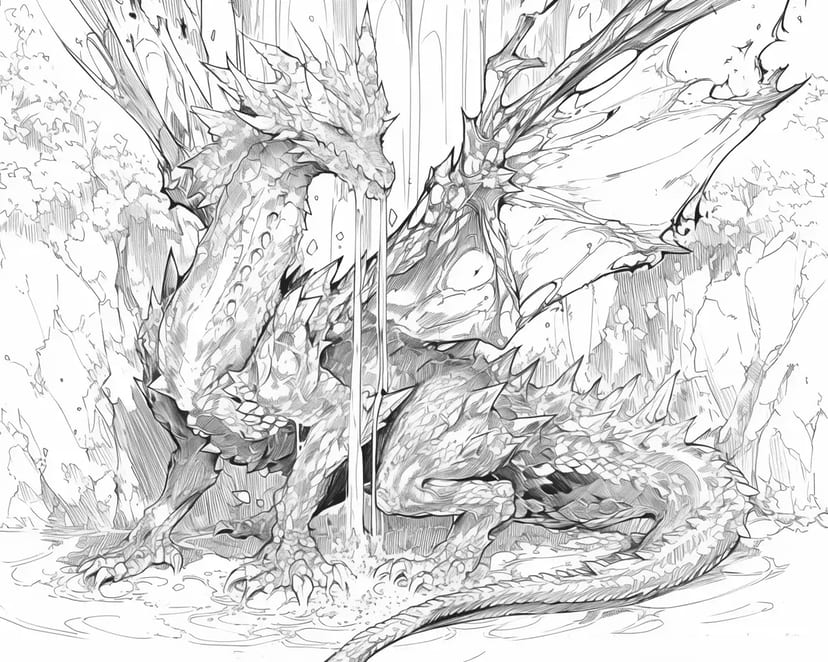 Dragón en la Cascada