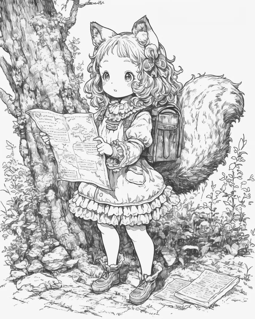 Fille Écureuil Exploratrice de la Forêt