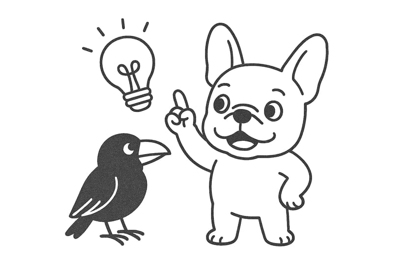 L'idée Lumineuse du Chien avec un Corbeau