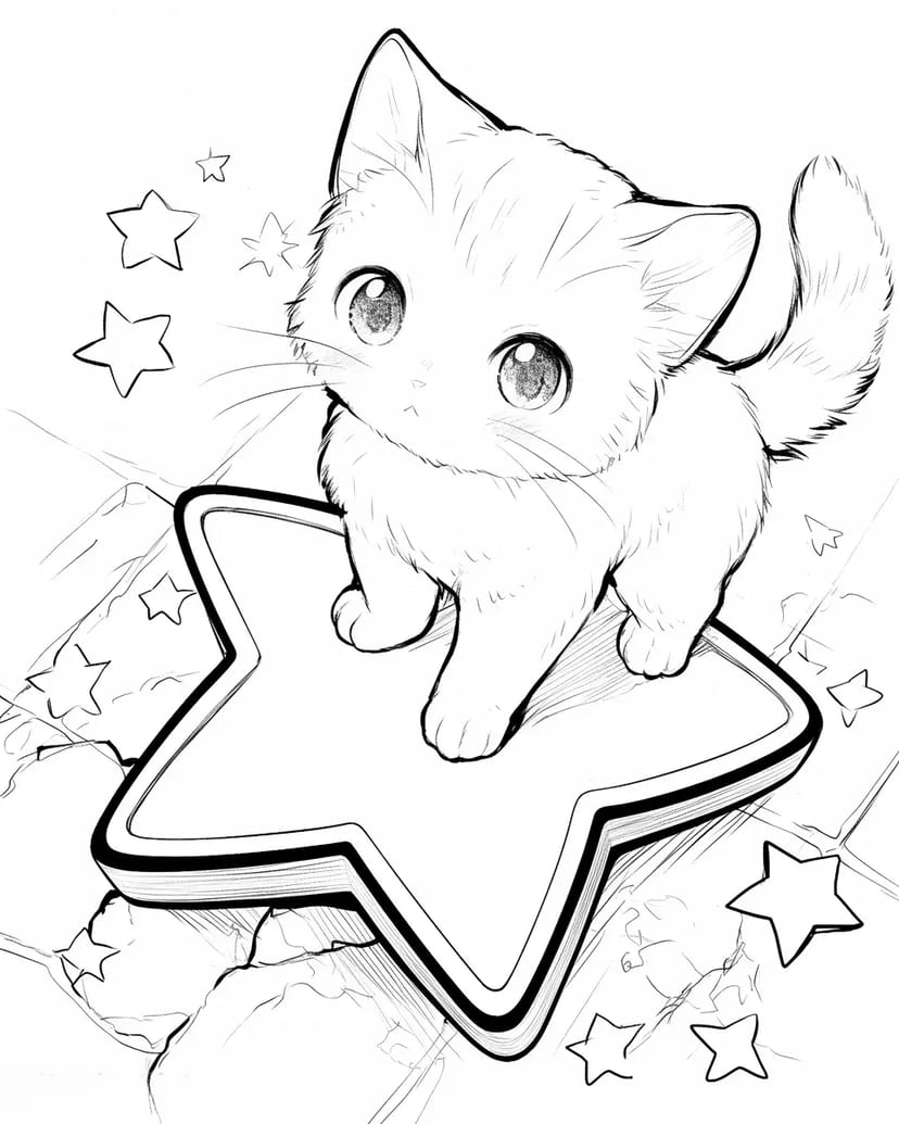 Chaton sur une Étoile