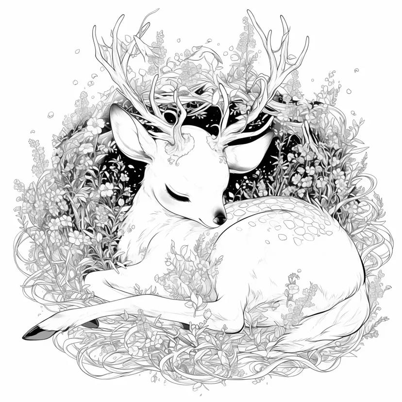 Cervo Adormecido na Floresta