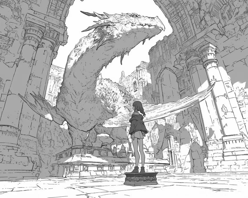 Ruinas Antiguas, Chica y Dragón