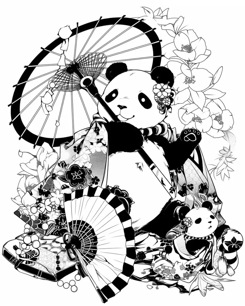 Panda Tradicional con Paraguas