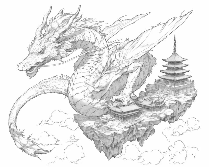 Dragón del Cielo y Templo Flotante