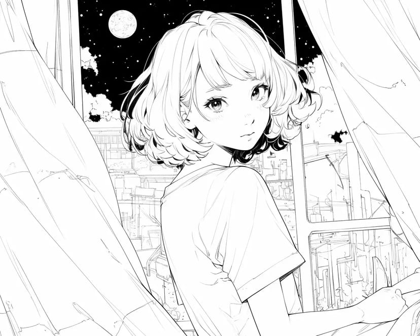 Chica en la Noche de Luna