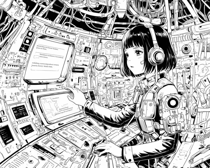 Girl in a Futuristic Cockpit