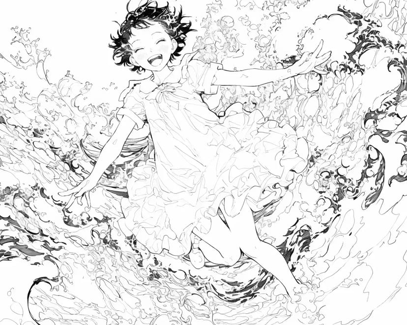 Girl Playing with Waves