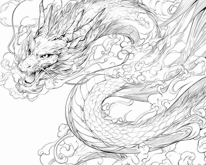 Dragón Surcando las Nubes