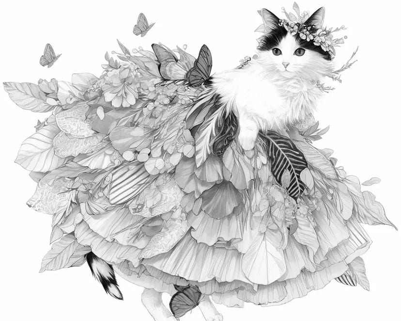 Kucing dalam Gaun Bunga