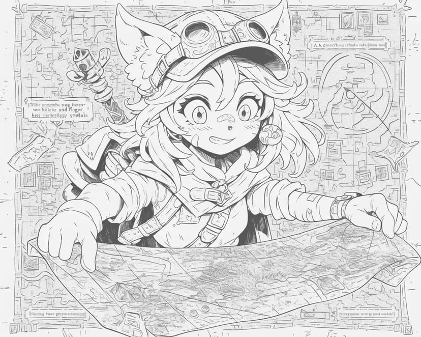 拿着冒险地图的猫耳少女
