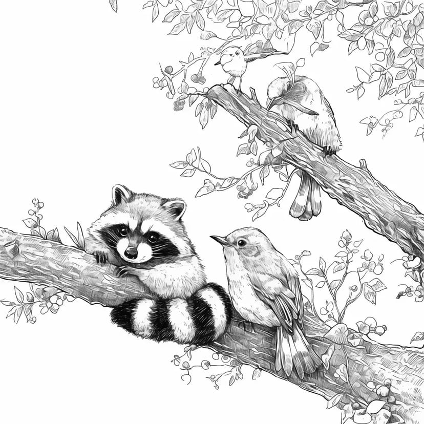 Animaux Amicaux sur l'Arbre