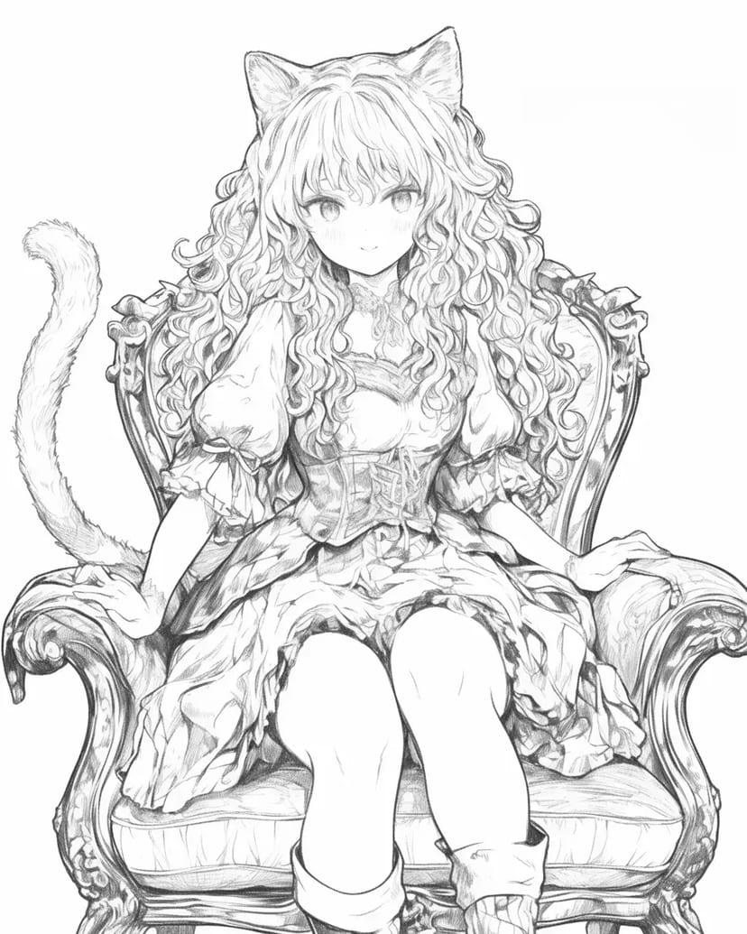 Jeune Fille aux Oreilles de Chat Gracieuse