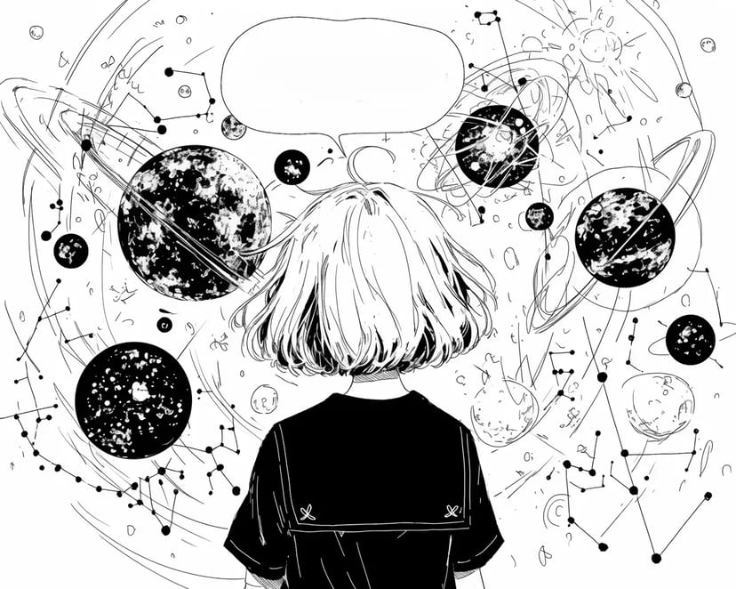 Fille Observant l'Univers