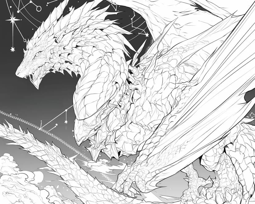 Dragon survolant le ciel