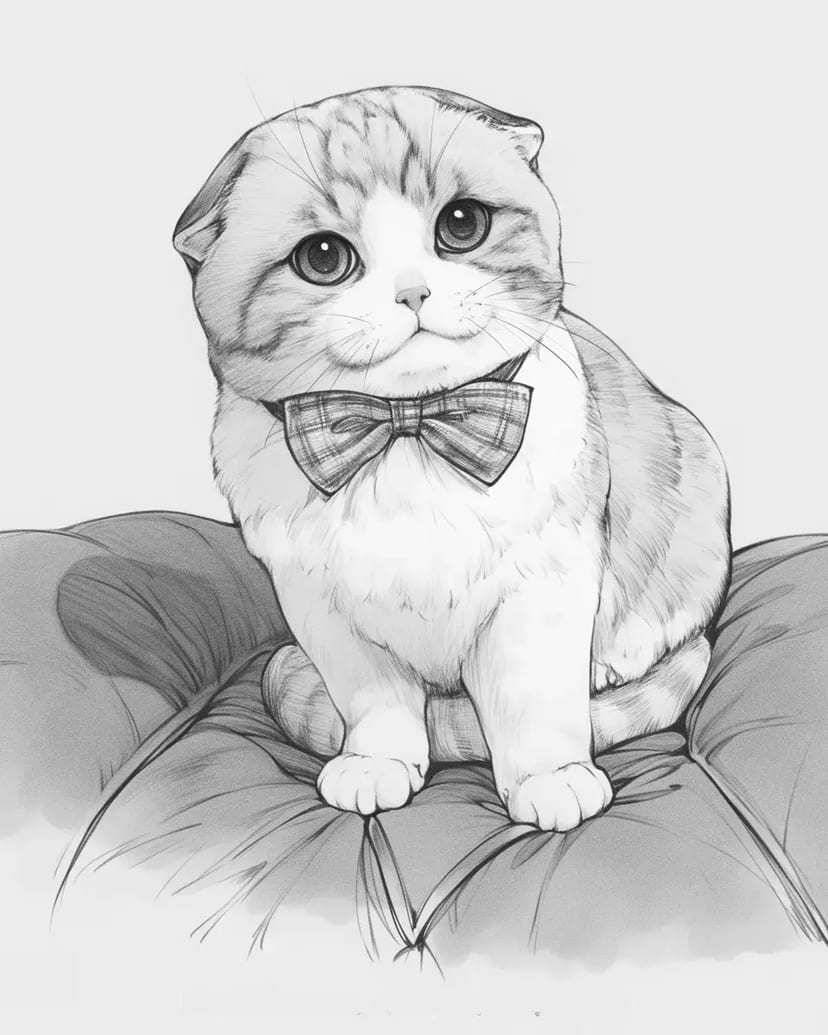 戴小领结的苏格兰折耳猫