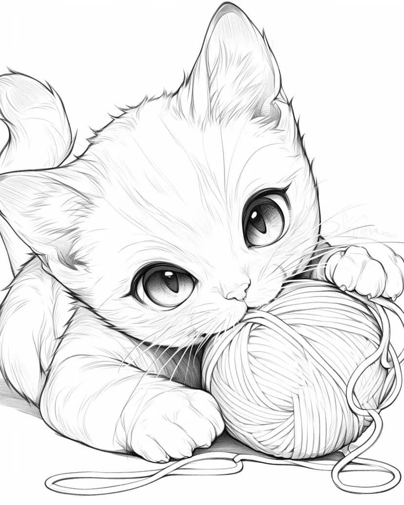 玩线团的小猫