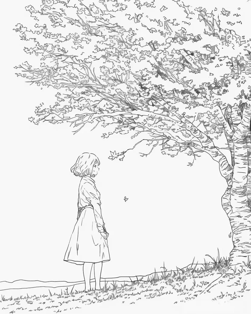 Chica bajo el árbol
