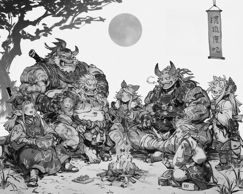 Reunião de Yokai ao Luar