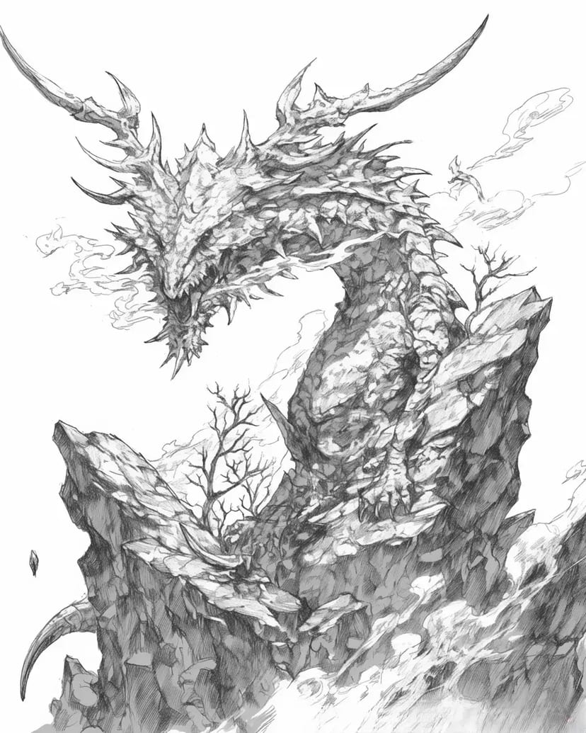 Dragon Majestueux Enveloppé de Fumée