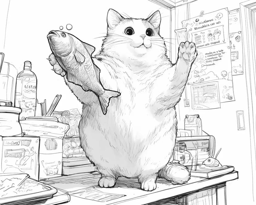 Chat Tenant un Poisson