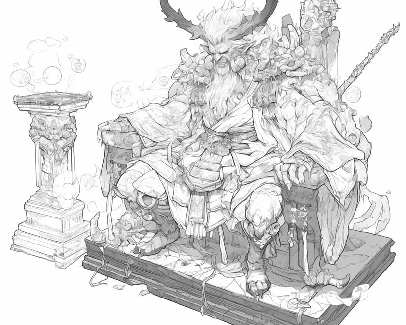 Legendary Oni on a Stone Throne