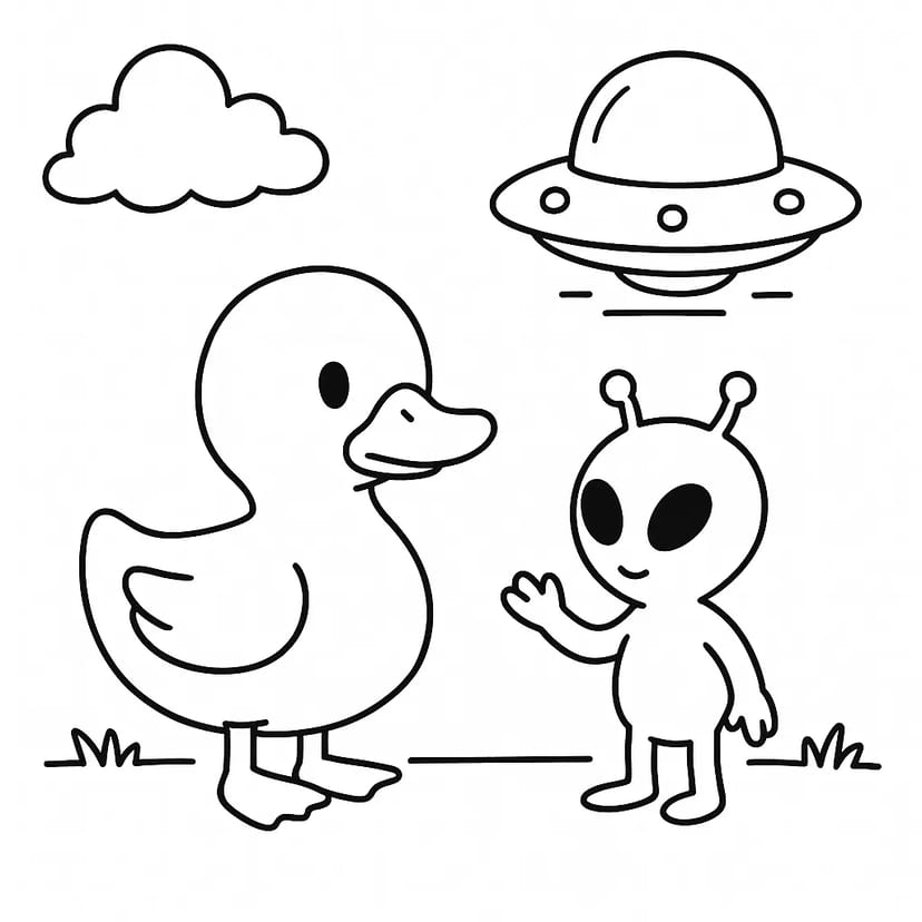 Encounter of Alien and Duck