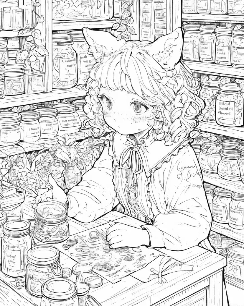 La Fille dans la Boutique d'Ingrédients Magiques