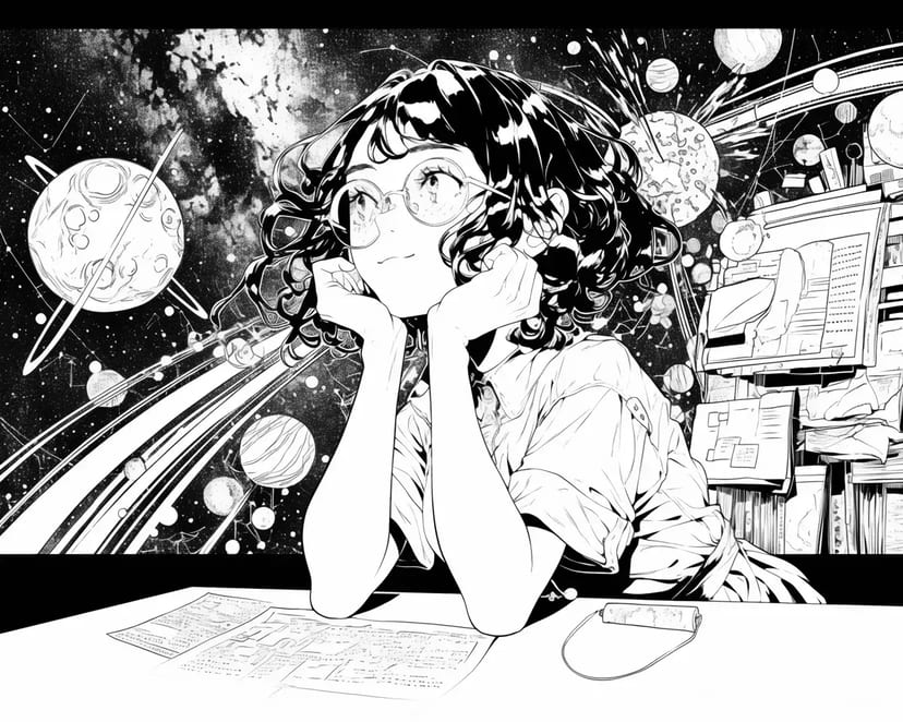 Fille Rêvant de l'Espace