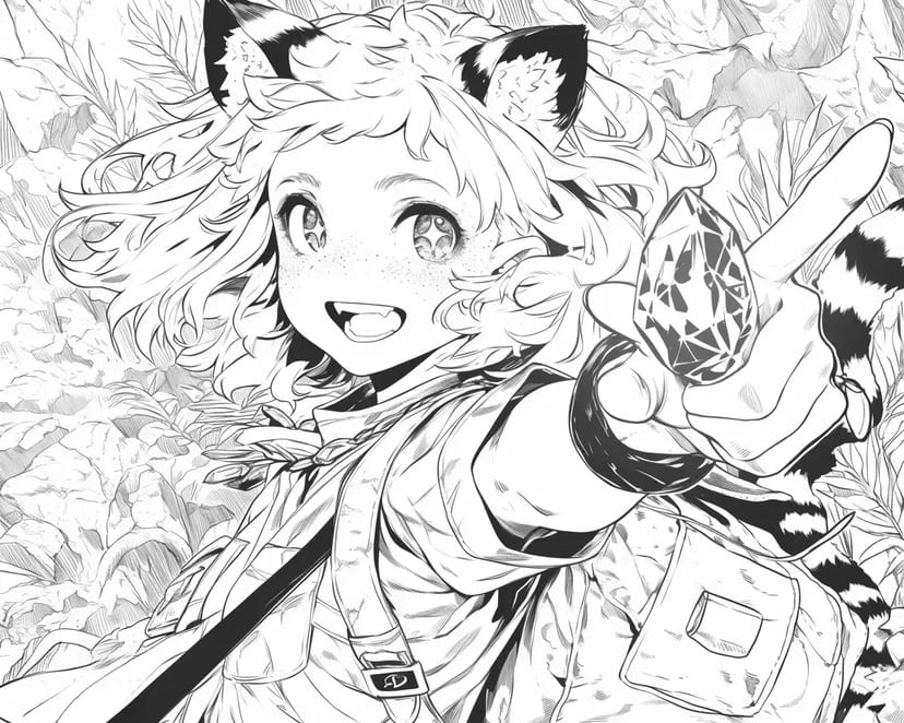 Fille aux Oreilles de Chat de la Jungle