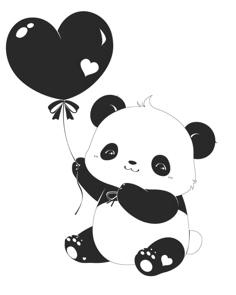 Panda Mignon avec Ballon