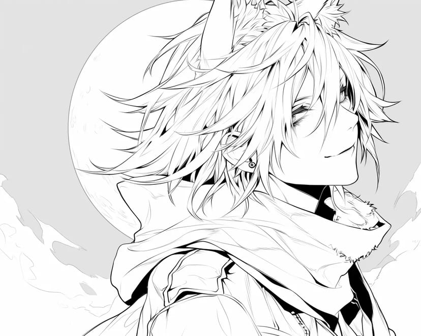 Garçon Loup au Clair de Lune