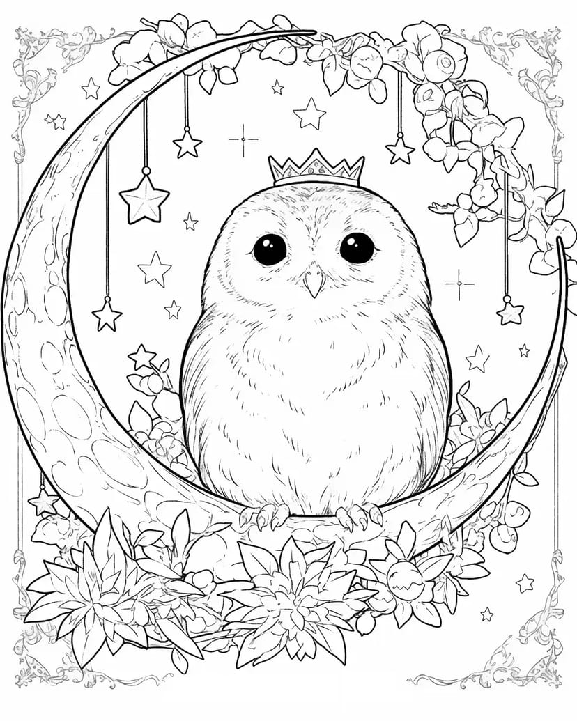 Búho en una Luna Creciente