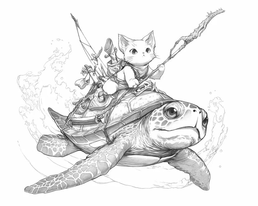Gato y Tortuga Aventureros