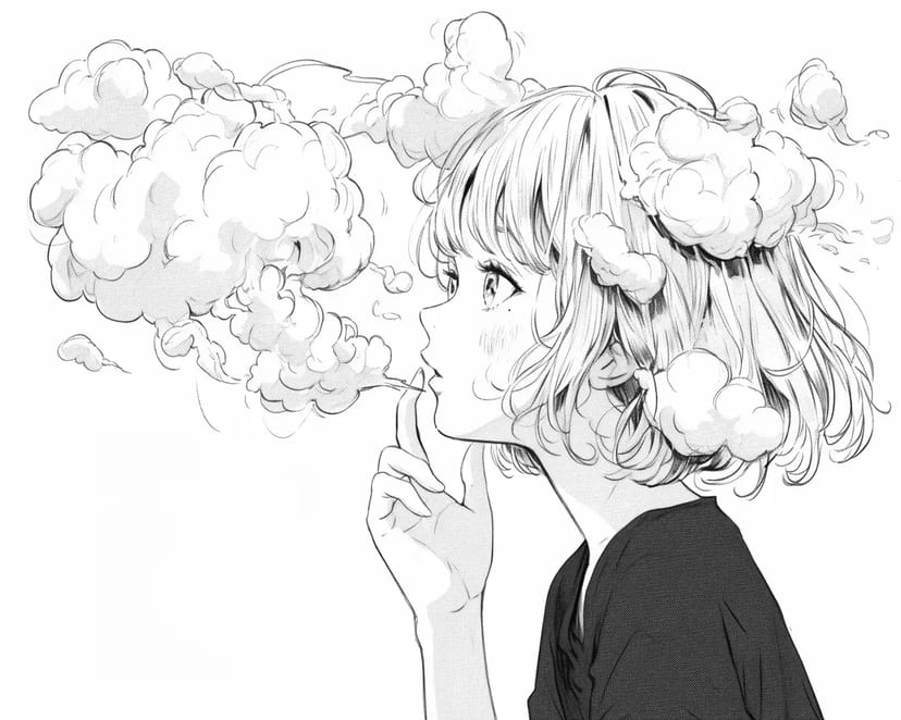 Fille Enveloppée de Nuages