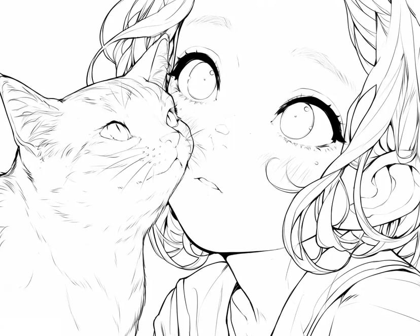 Girl and Her Feline Friend