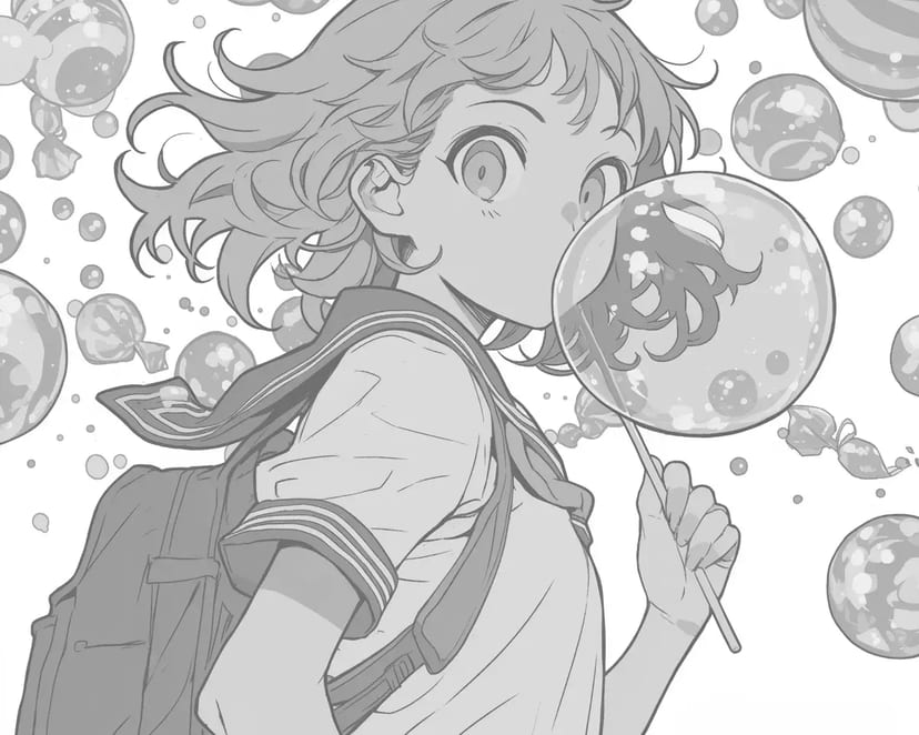 Girl with Soap Bubbles