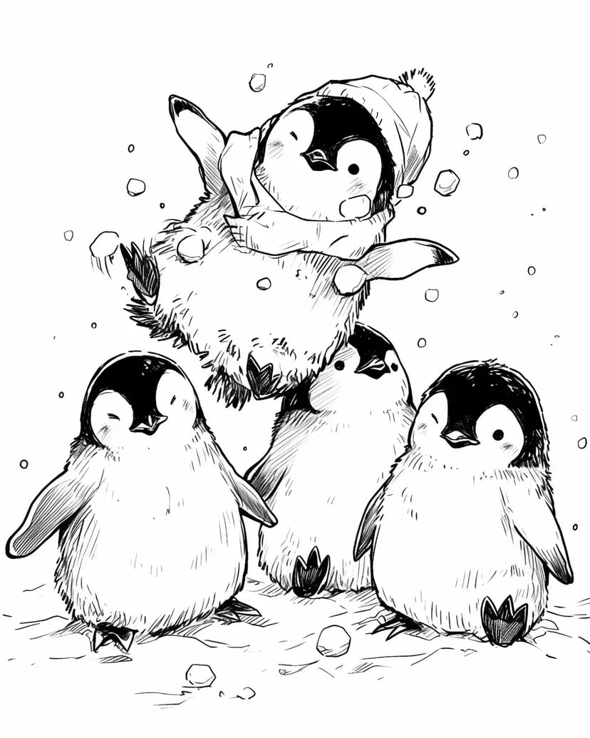 Jeu de Neige Amusant des Pingouins