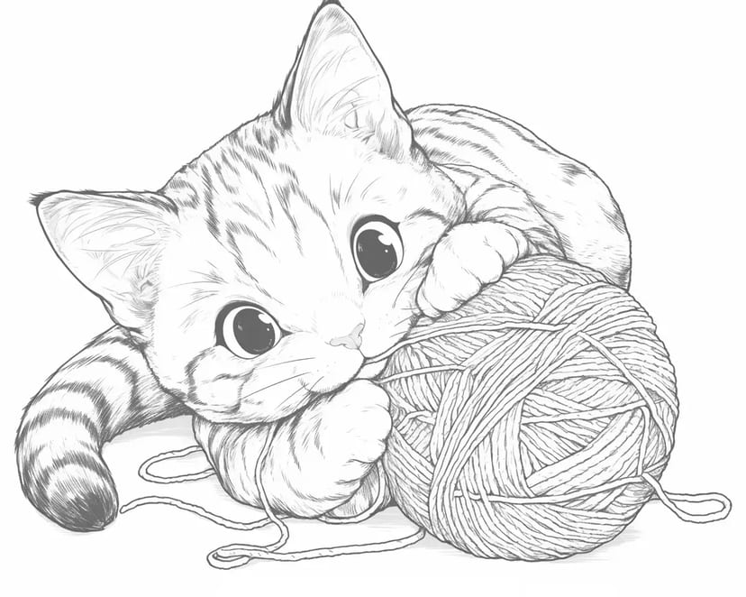 Chaton espiègle jouant avec une pelote de laine