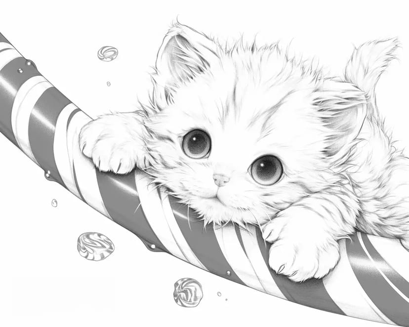 Котенок на мятной горке