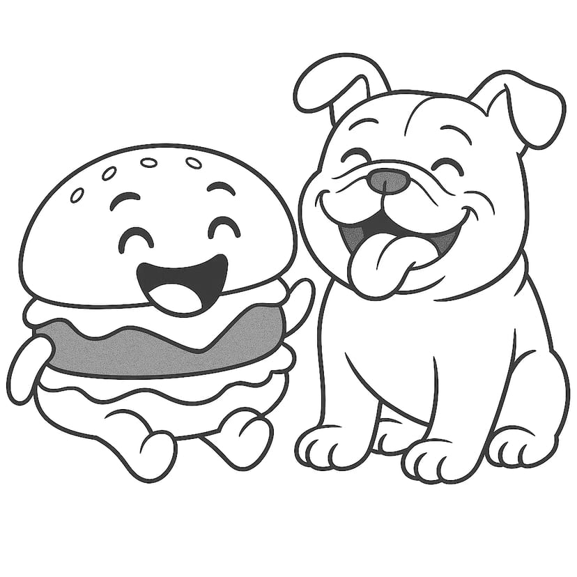 Moment Amusant avec un Burger et un Chien