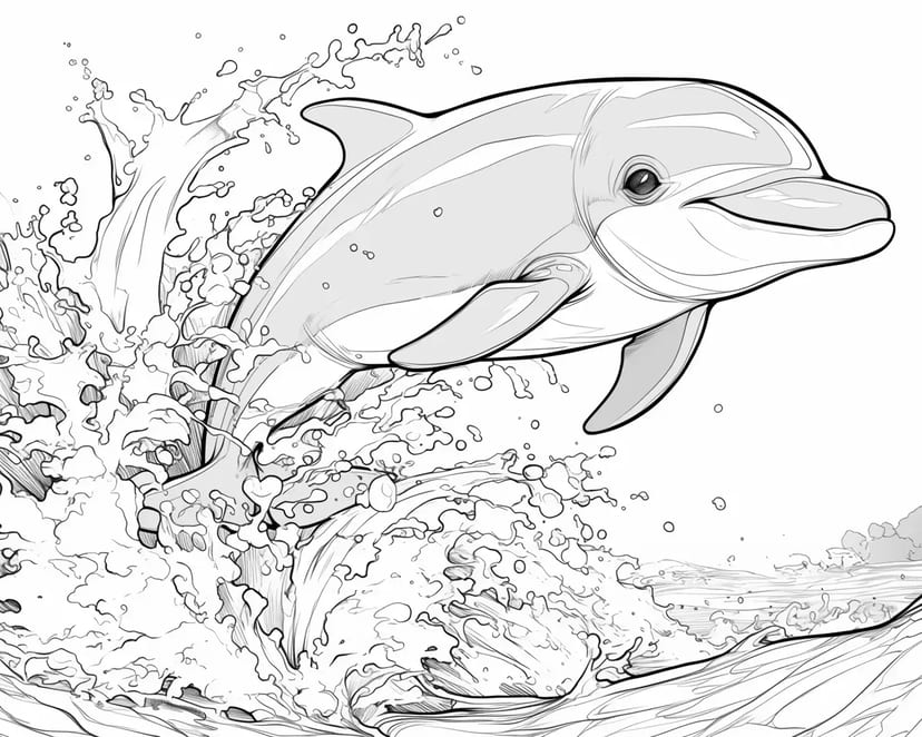 Dauphin Sautant à Travers les Vagues