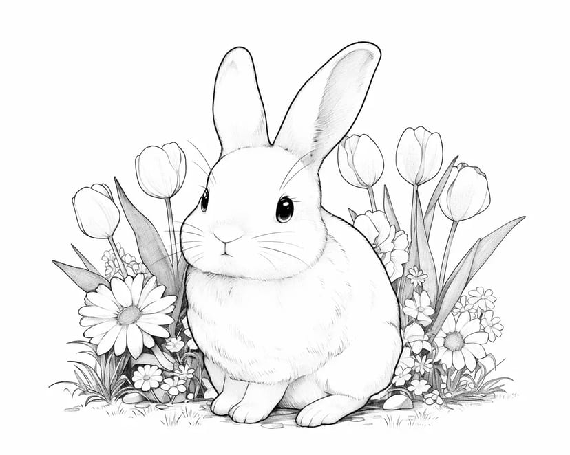 Lapin dans la Prairie de Printemps