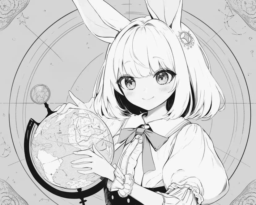 Bunny Girl Holding the Globe