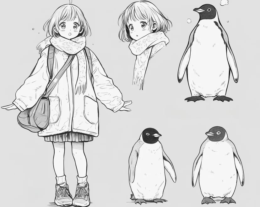 Encounter with Penguins and a Girl