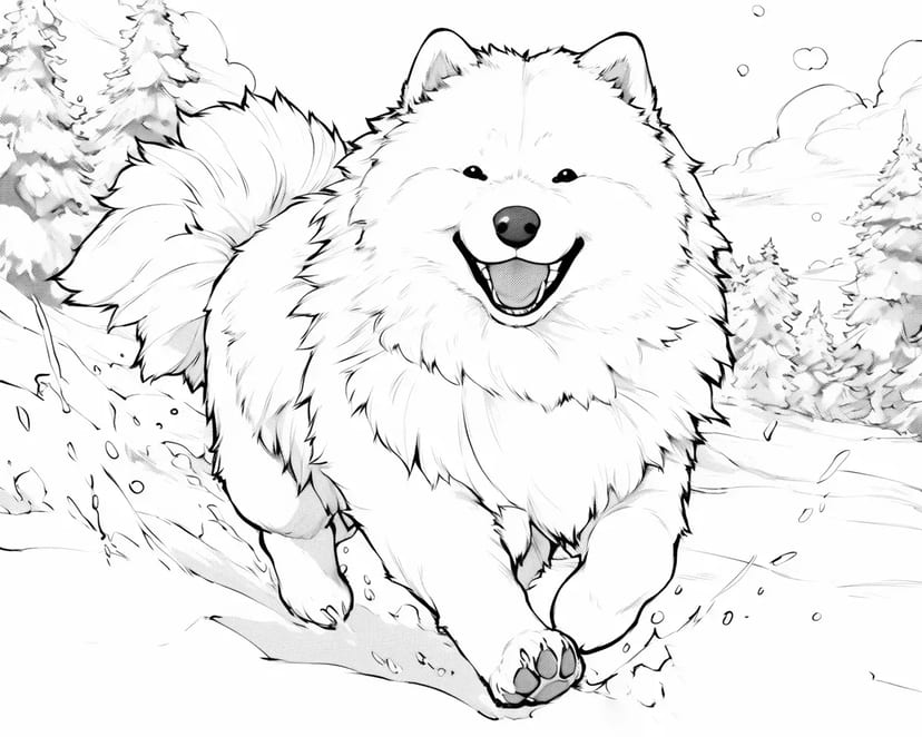 Samoyède dans la Neige
