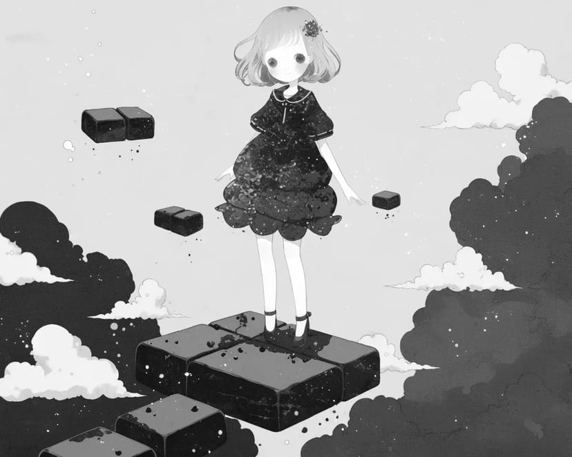 Fille Flottante et le Chemin des Nuages Noirs