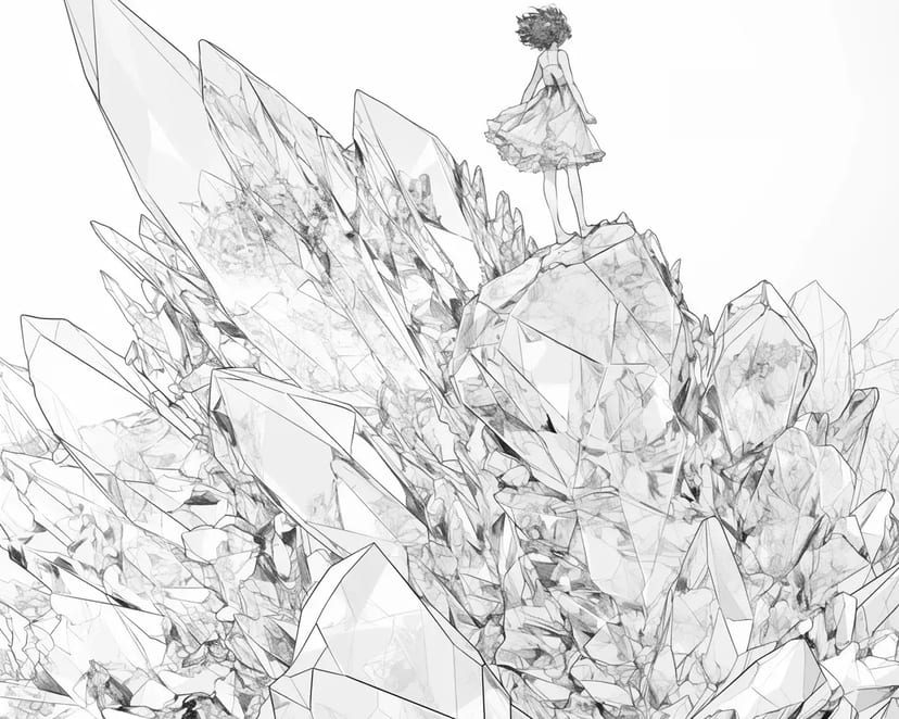 Fille debout dans le monde de cristal