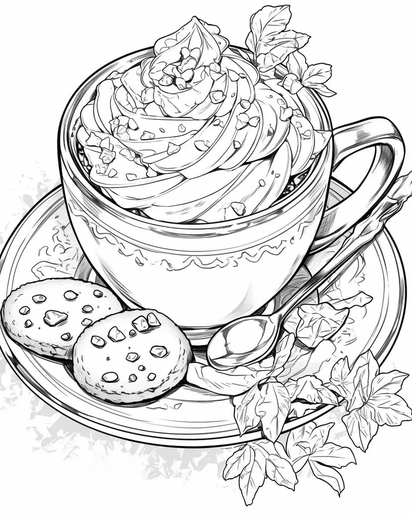 Taza Caliente y Galletas