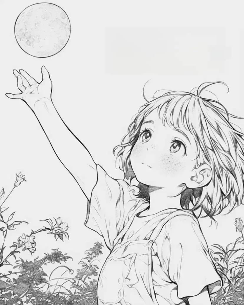 Fille Atteignant la Lune